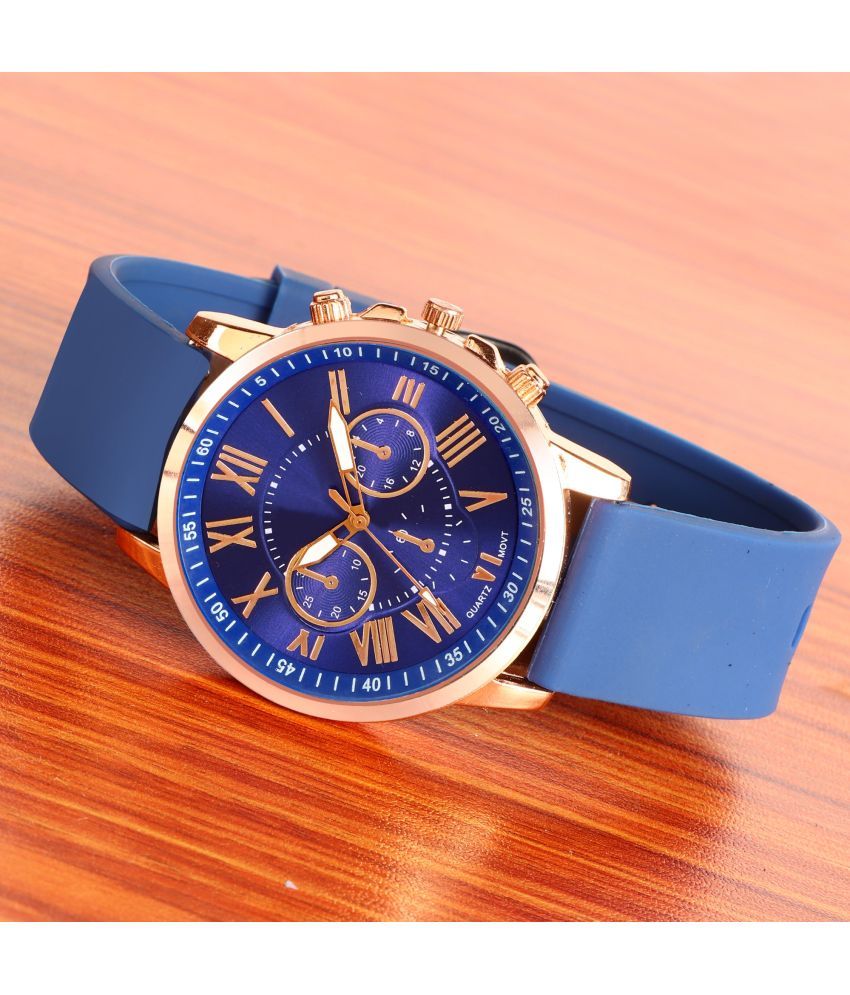     			Svats Blue Silicon Analog Men's Watch