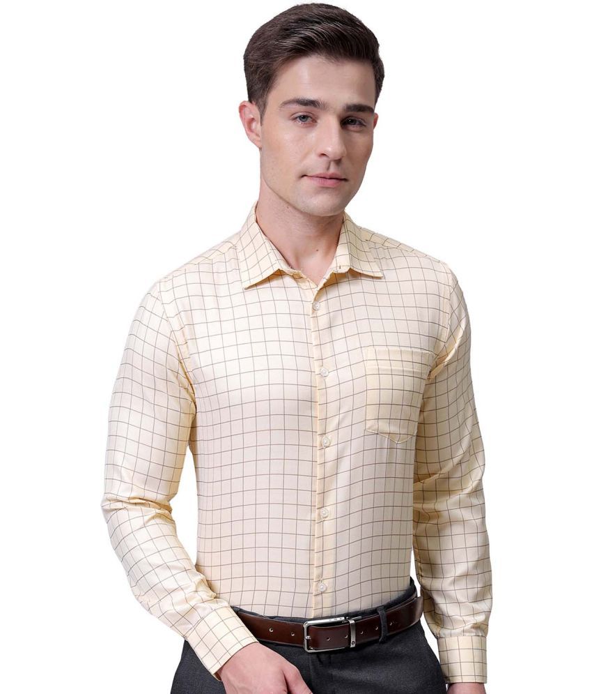     			The Indian Garage Co. Poly Cotton Slim Fit Full Sleeves Men's Formal Shirt - Yellow ( Pack of 1 )