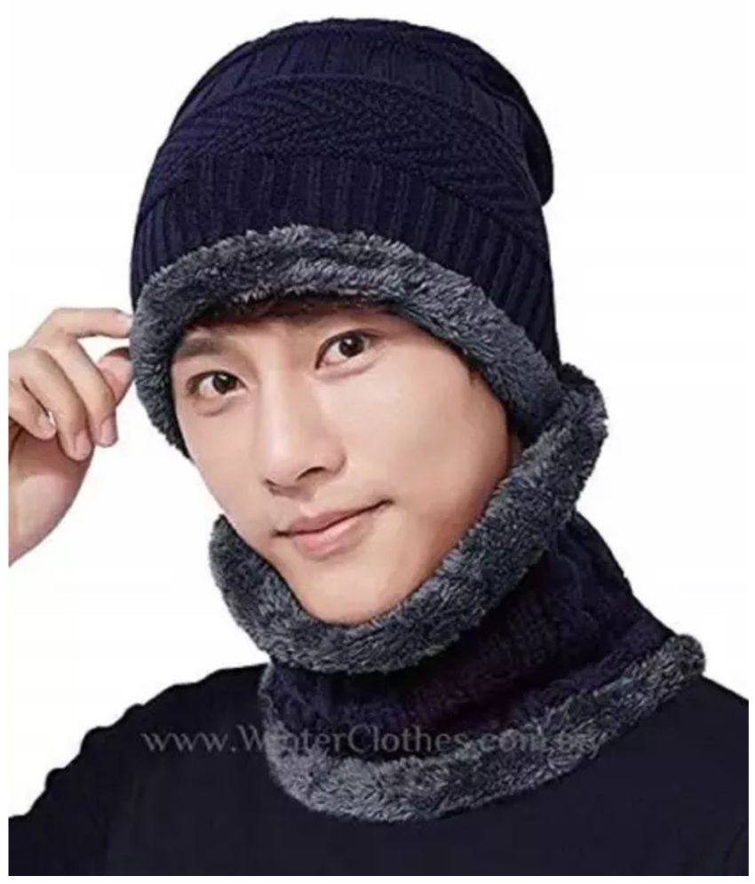     			YOUTH ROBE Pack of 1 Woollen Men's Cap ( Blue )