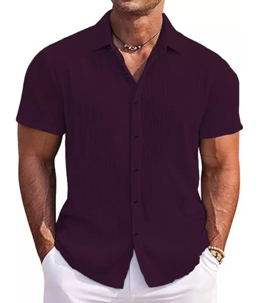     			bluecorp enterprise Poly Cotton Regular Fit Striped Half Sleeves Men's Casual Shirt - Wine ( Pack of 1 )