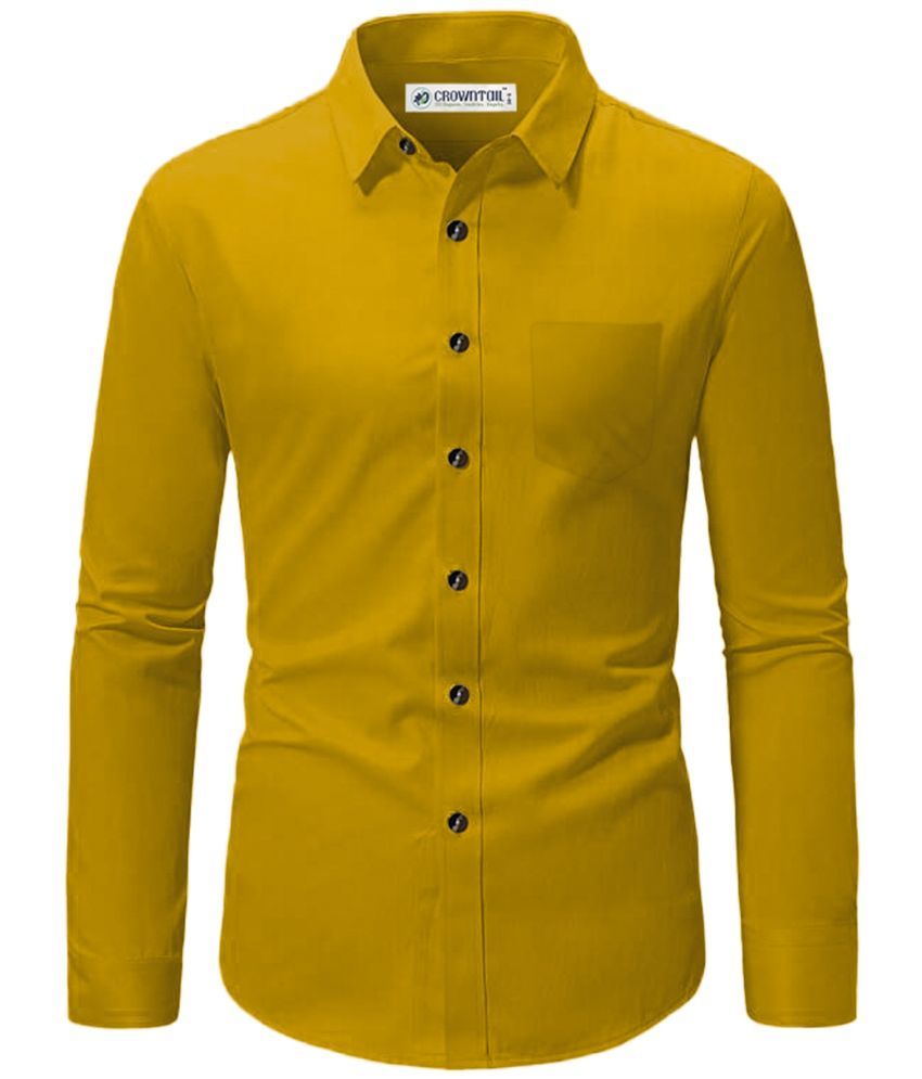     			CROWNTAIL Cotton Blend Slim Fit Solids Full Sleeves Men's Casual Shirt - Yellow ( Pack of 1 )