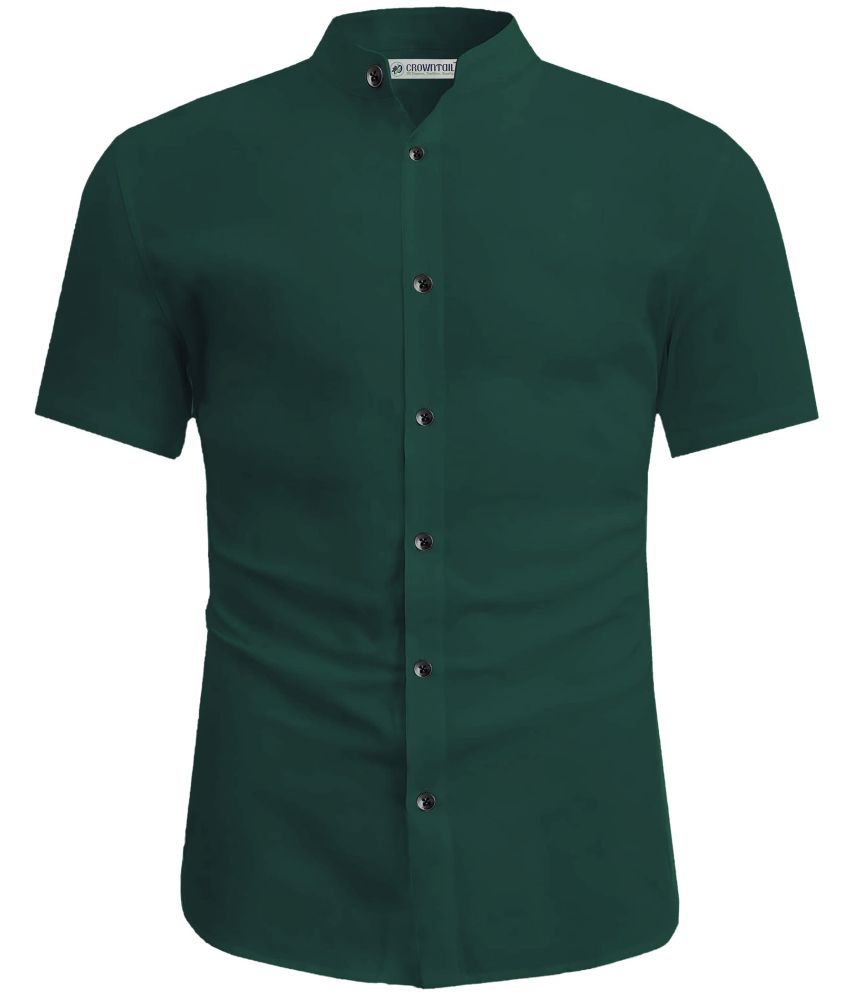     			CROWNTAIL Cotton Blend Slim Fit Solids Half Sleeves Men's Casual Shirt - Green ( Pack of 1 )