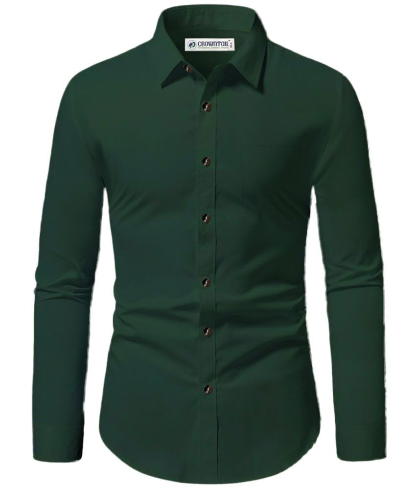     			CROWNTAIL Cotton Blend Slim Fit Solids Full Sleeves Men's Casual Shirt - Green ( Pack of 1 )