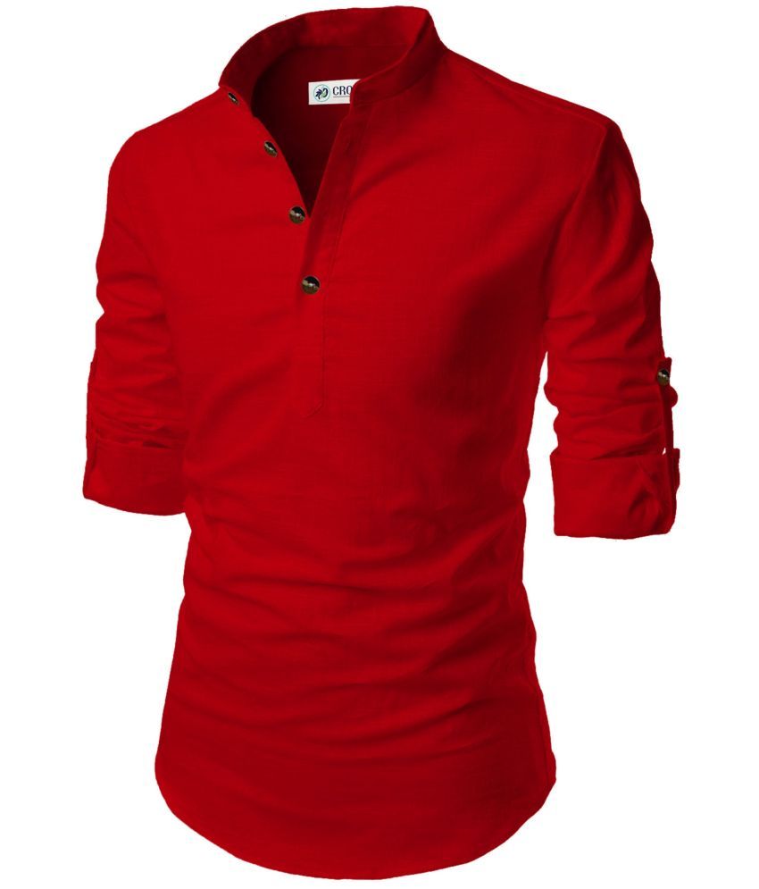     			CROWNTAIL Red Cotton Men's Regular Kurta ( Pack of 1 )