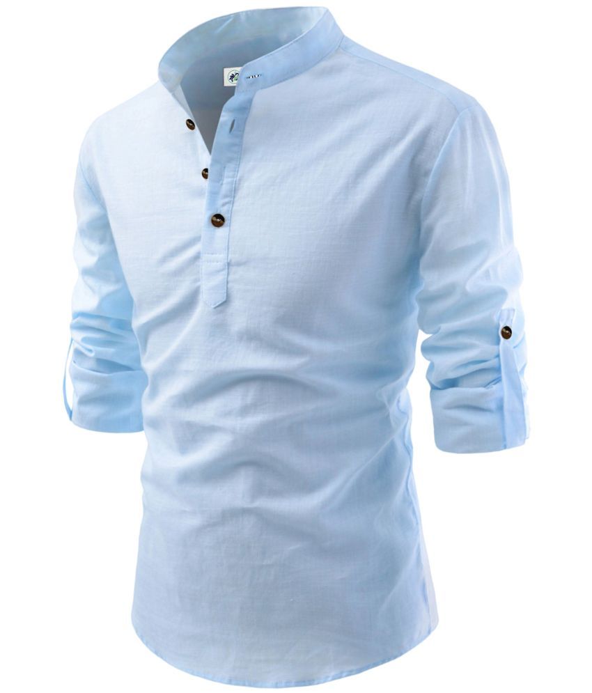     			CROWNTAIL Sky Blue Cotton Men's Regular Kurta ( Pack of 1 )