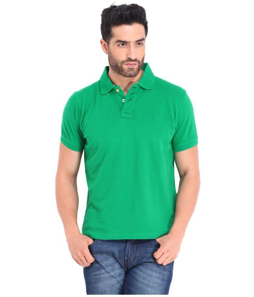     			Funky Guys Pack of 1 Cotton Blend Slim Fit Solid Half Sleeves Men's Polo T Shirt ( Green )