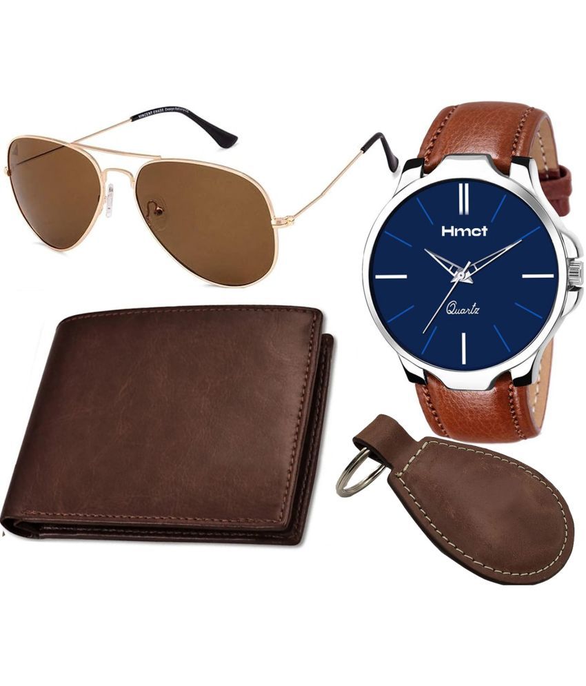     			HMCT Brown Leather Analog Men's Watch