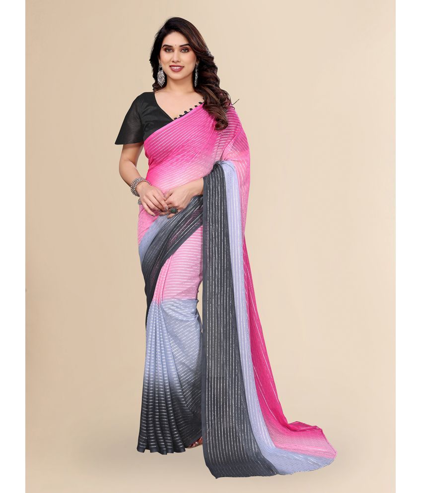     			Kashvi Sarees Georgette Dyed Saree With Blouse Piece ( Pink , Pack of 1 )