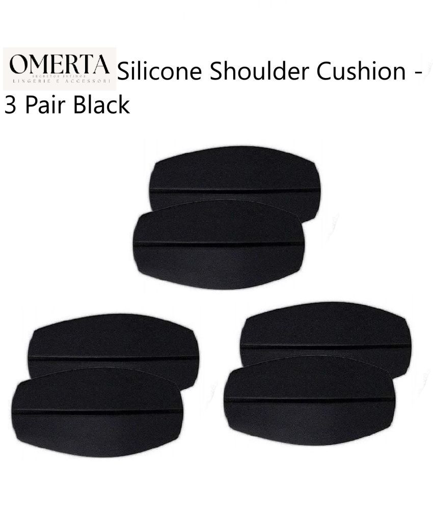     			Omerta Best Quality Cheapest Lingerie Accessories Non Slip Skin Friendly Silicone Shoulder Cushion Bra Strap Holder - 3 Pair - Black