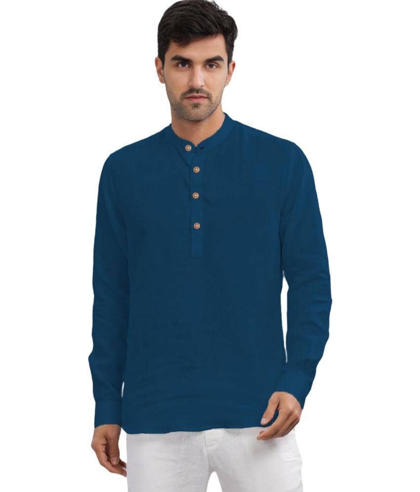     			UNI VIBE Indigo Cotton Men's Shirt Style Kurta ( Pack of 1 )