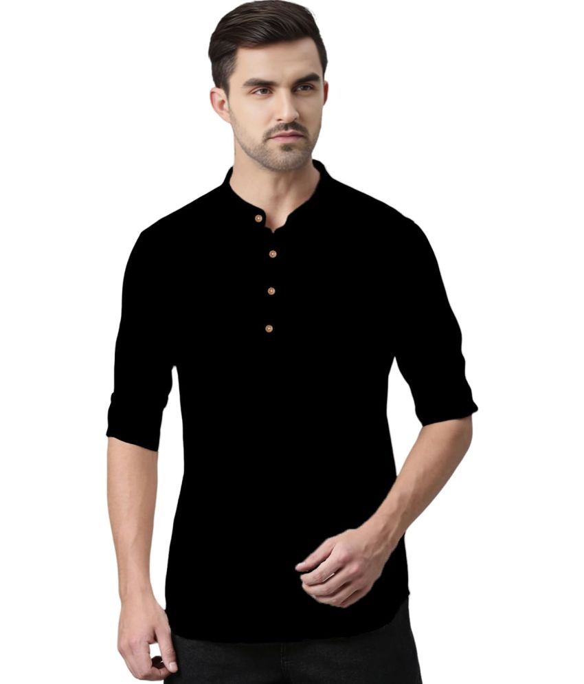     			Vida Loca Black Cotton Men's Shirt Style Kurta ( Pack of 1 )