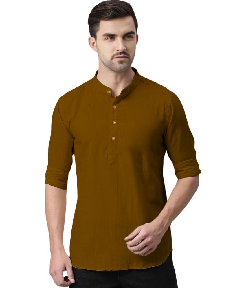     			Vida Loca Brown Cotton Men's Shirt Style Kurta ( Pack of 1 )