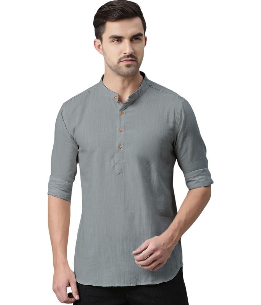     			Vida Loca Grey Cotton Men's Shirt Style Kurta ( Pack of 1 )