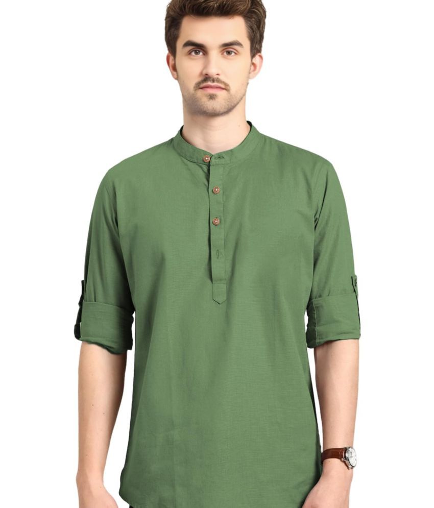     			Vida Loca Light Green Cotton Men's Shirt Style Kurta ( Pack of 1 )