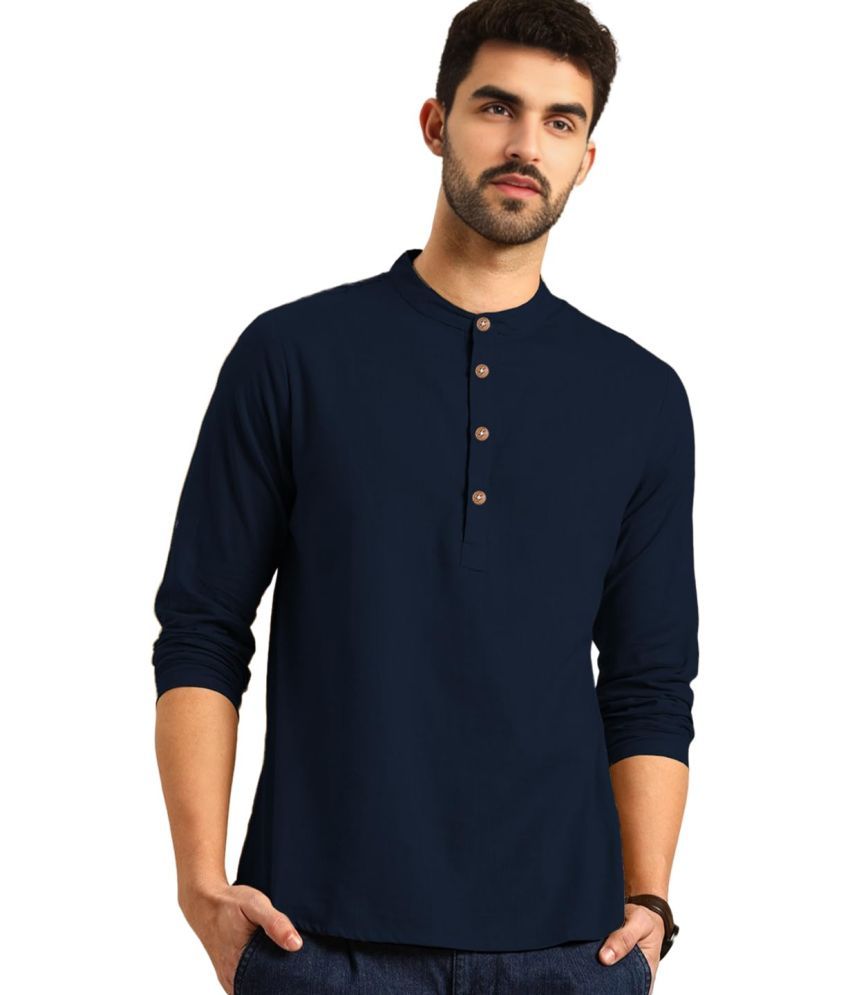     			Vida Loca Navy Blue Cotton Men's Shirt Style Kurta ( Pack of 1 )