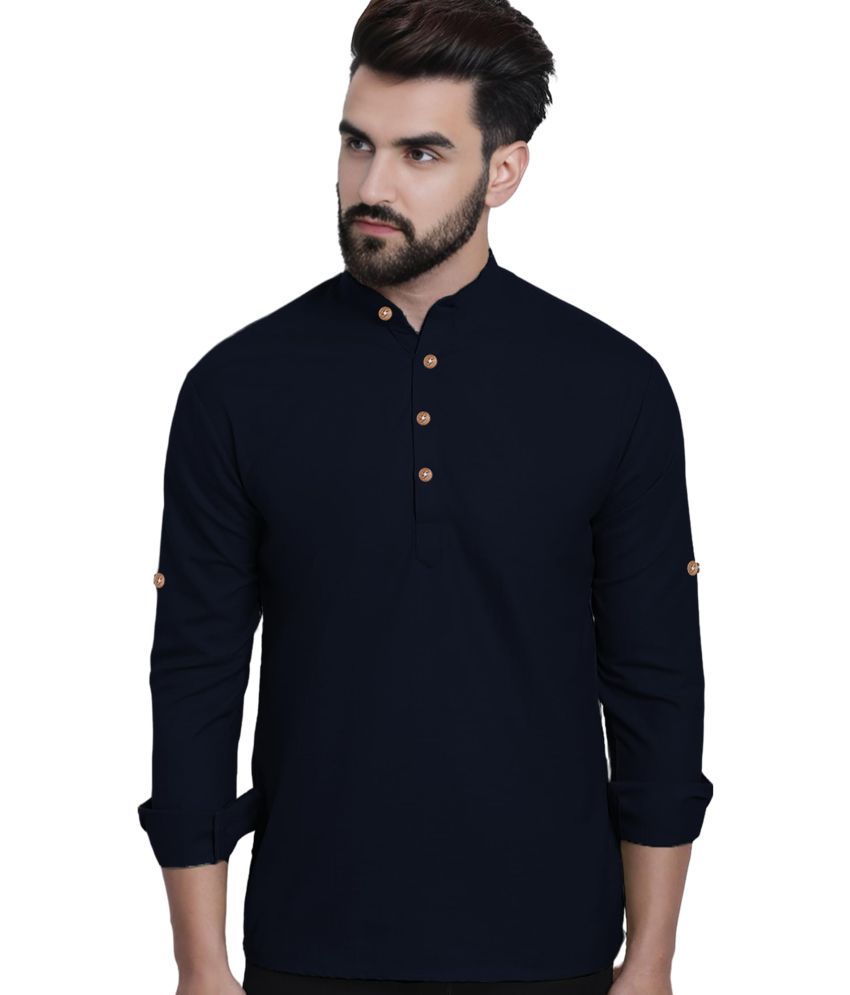     			Vida Loca Navy Blue Cotton Men's Shirt Style Kurta ( Pack of 1 )