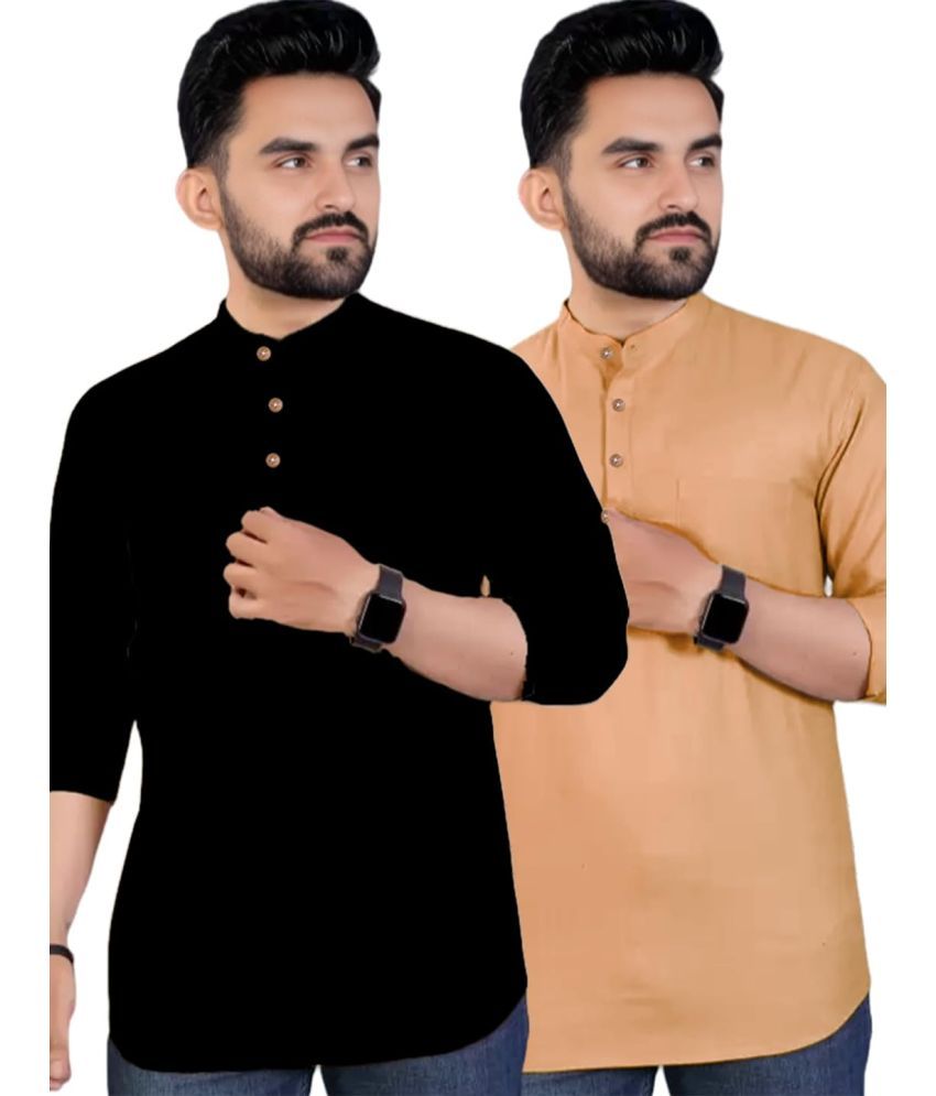     			Vida Loca Orange Cotton Men's Shirt Style Kurta ( Pack of 2 )