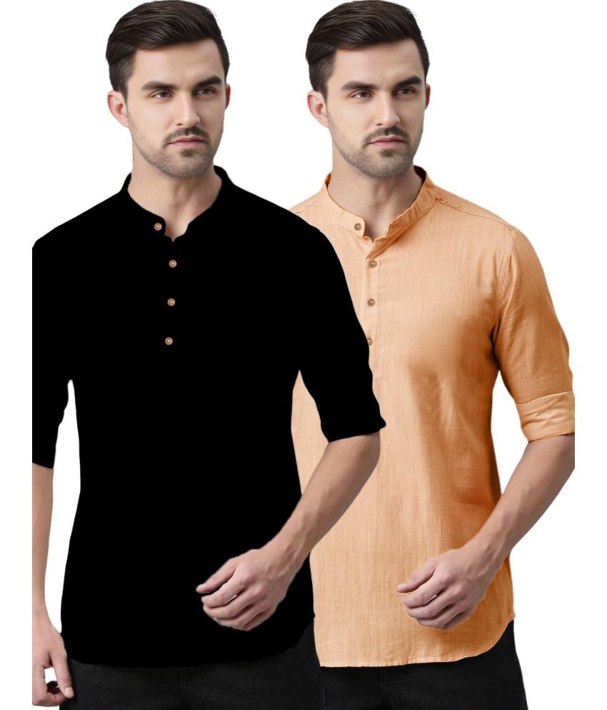     			Vida Loca Orange Cotton Men's Shirt Style Kurta ( Pack of 2 )