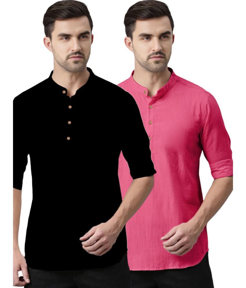     			Vida Loca Pink Cotton Men's Shirt Style Kurta ( Pack of 2 )