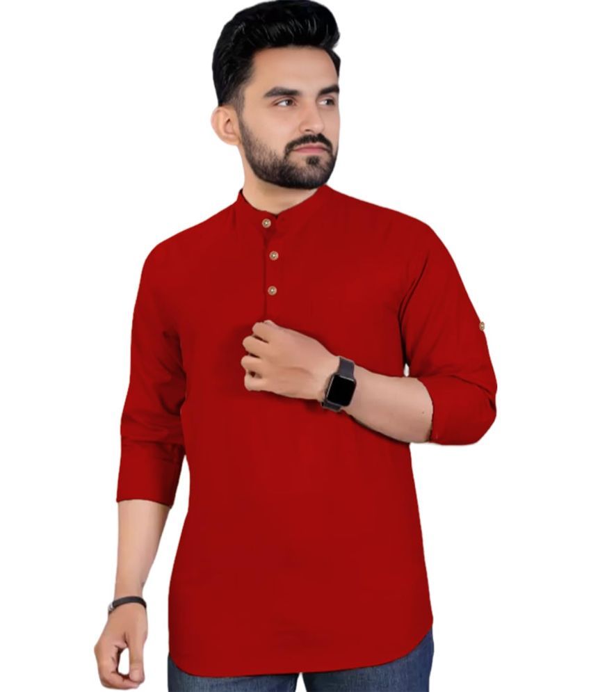     			Vida Loca Red Cotton Men's Shirt Style Kurta ( Pack of 1 )