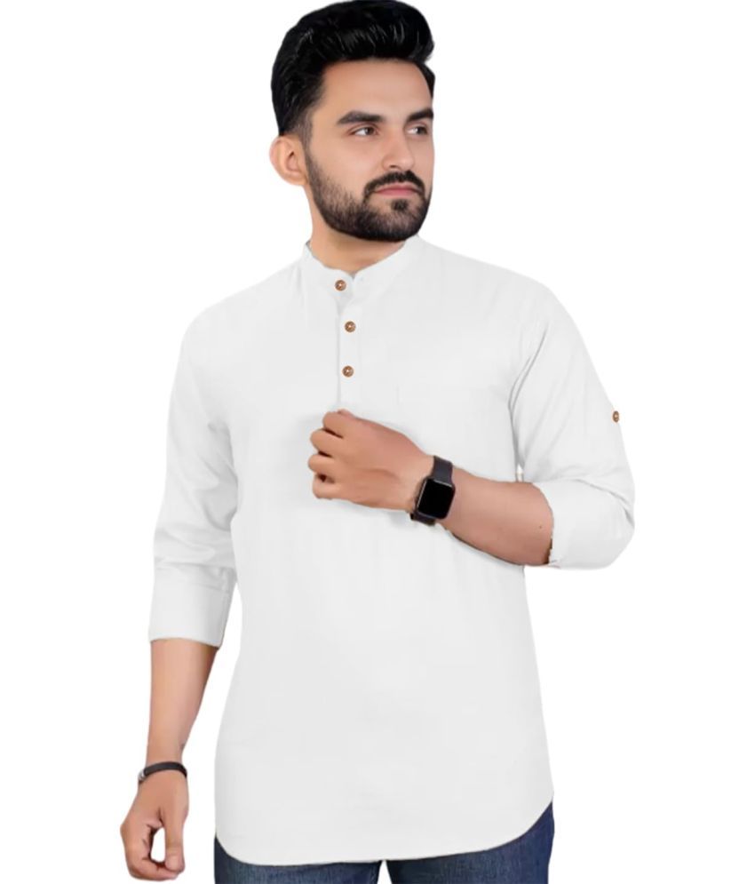     			Vida Loca White Cotton Men's Shirt Style Kurta ( Pack of 1 )