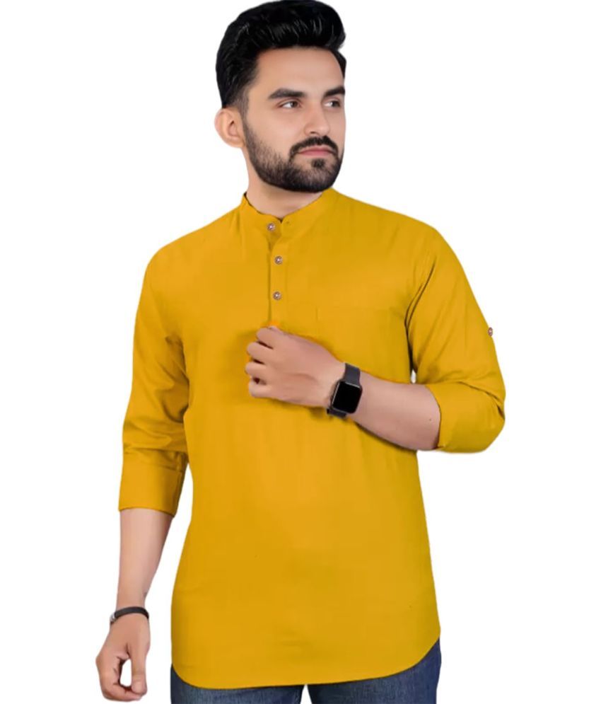     			Vida Loca Yellow Cotton Men's Shirt Style Kurta ( Pack of 1 )