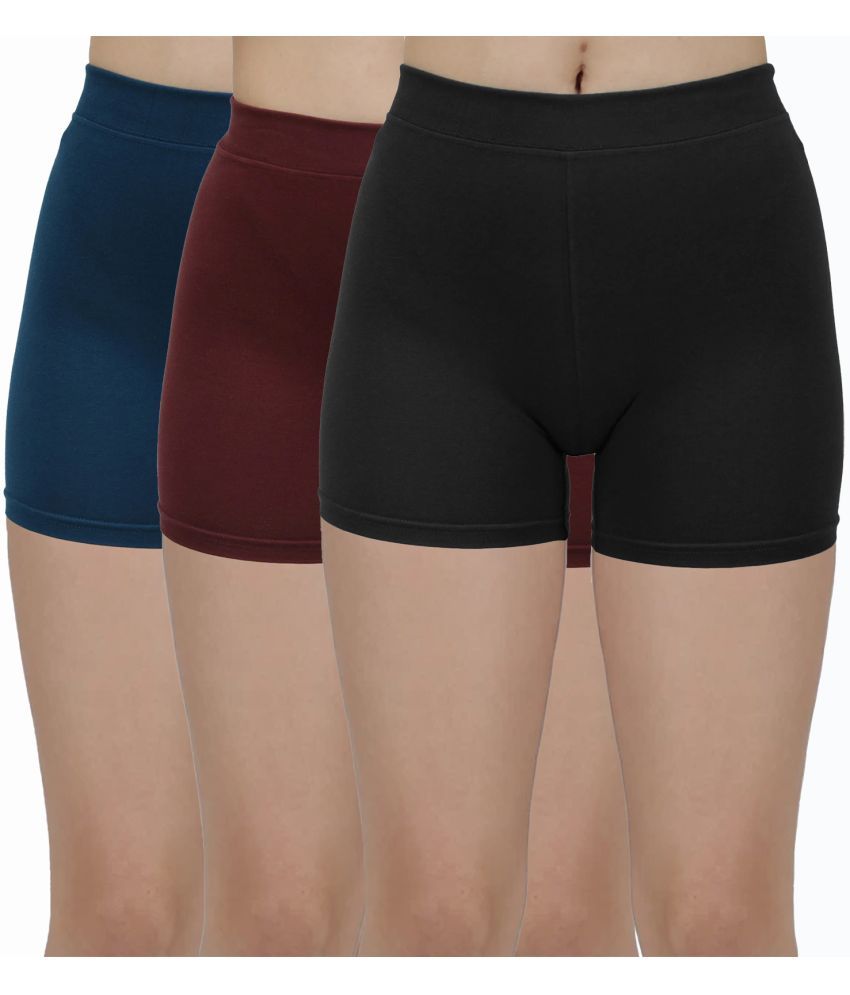     			Amul comfy Pack of 3 Cotton Safety Shorts For Women ( Multicolor )