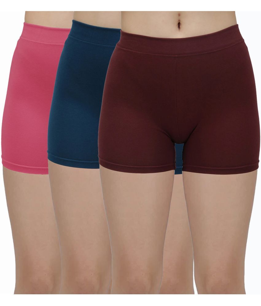     			Amul comfy Pack of 3 Cotton Safety Shorts For Women ( Multicolor )