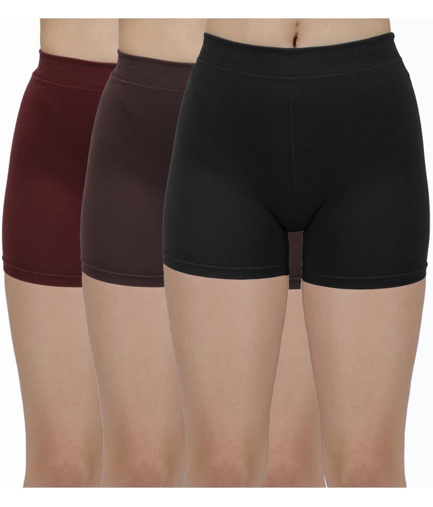     			Amul comfy Pack of 3 Cotton Safety Shorts For Women ( Multicolor )