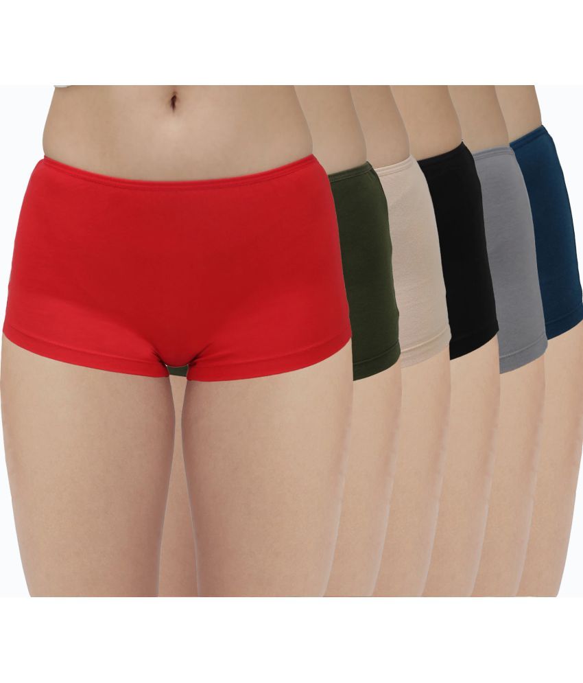     			Amul comfy Pack of 6 Cotton Boy Shorts For Women ( Multicolor )