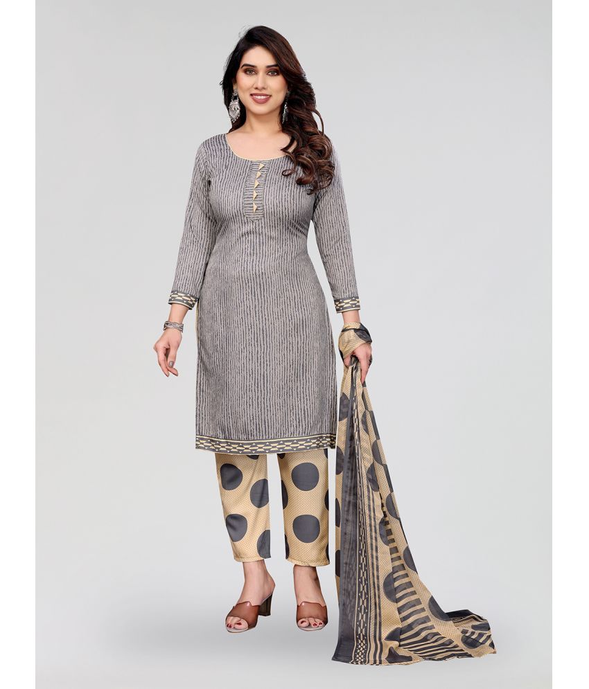     			Anand Unstitched Crepe Striped Dress Material - Grey ( Pack of 1 )