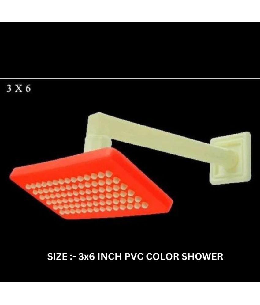     			BATHBLISS 3x6"Inch PVC Red Feny Shower with 9" Arm Plastic (ABS) Overhead Shower