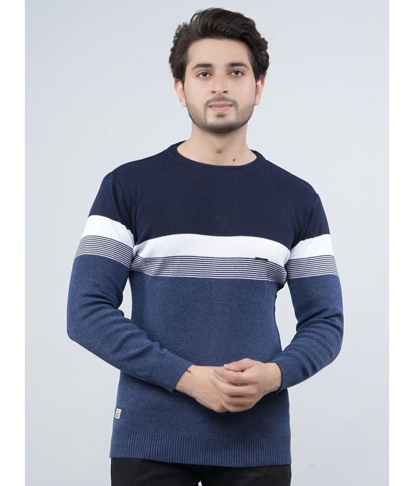     			FEVERFEW Cotton Blend Round Neck Men's Full Sleeves Pullover Sweater - Navy ( Pack of 1 )