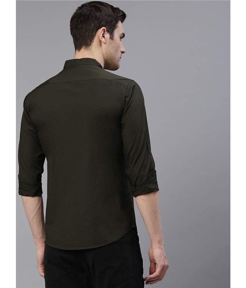     			Fatty Mouse Cotton Blend Regular Fit Solids Full Sleeves Men's Casual Shirt - Dark Green ( Pack of 1 )