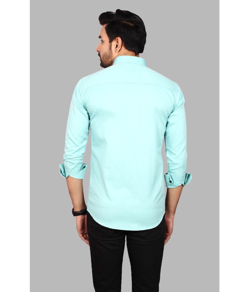     			Fatty Mouse Cotton Blend Regular Fit Solids Full Sleeves Men's Casual Shirt - Light Blue ( Pack of 1 )