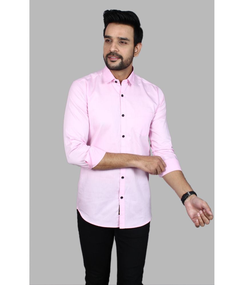     			Fatty Mouse Cotton Blend Regular Fit Solids Full Sleeves Men's Casual Shirt - Pink ( Pack of 1 )