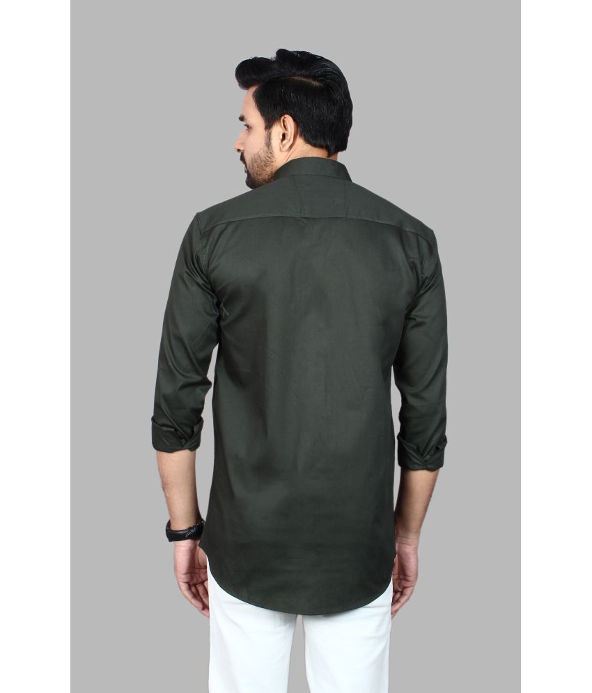     			Fatty Mouse Cotton Blend Regular Fit Solids Full Sleeves Men's Casual Shirt - Green ( Pack of 1 )