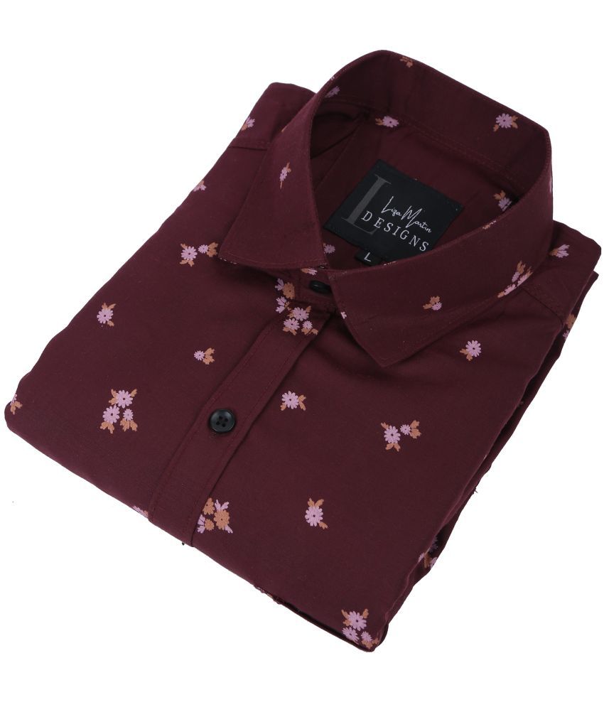     			Fatty Mouse Cotton Blend Regular Fit Printed Full Sleeves Men's Casual Shirt - Maroon ( Pack of 1 )