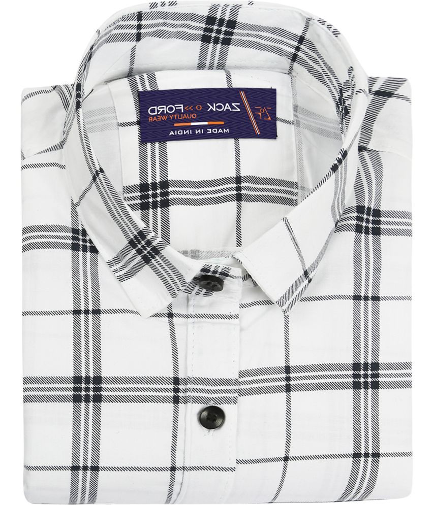     			Fatty Mouse Cotton Blend Regular Fit Checks Full Sleeves Men's Casual Shirt - White ( Pack of 1 )