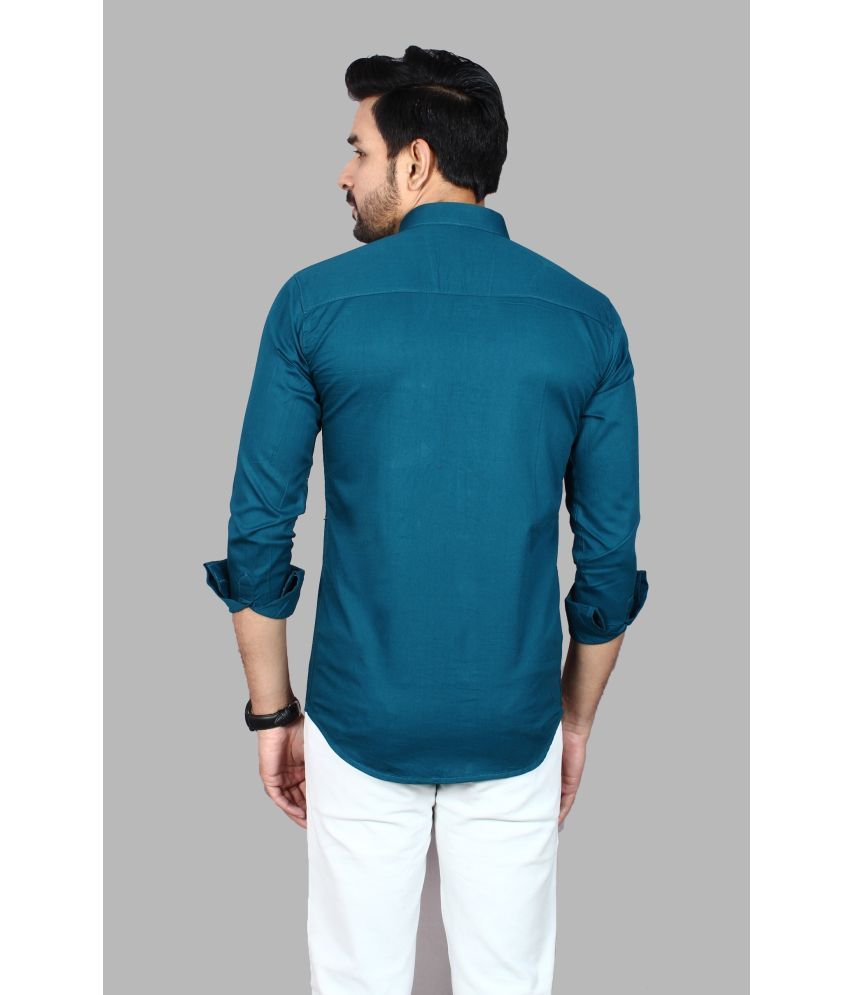     			Fatty Mouse Cotton Blend Regular Fit Solids Full Sleeves Men's Casual Shirt - Dark Green ( Pack of 1 )