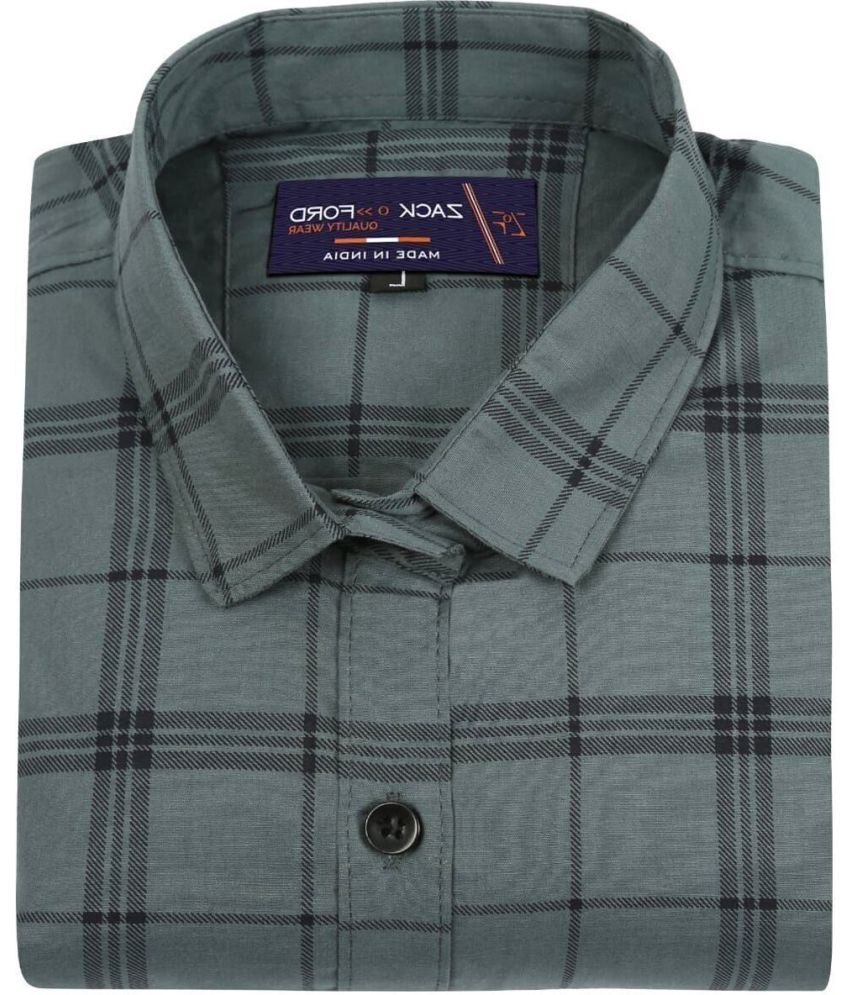     			Fatty Mouse Cotton Blend Regular Fit Checks Full Sleeves Men's Casual Shirt - Grey ( Pack of 1 )