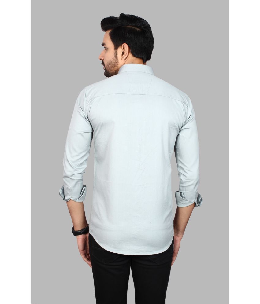     			Fatty Mouse Cotton Blend Regular Fit Solids Full Sleeves Men's Casual Shirt - Grey ( Pack of 1 )