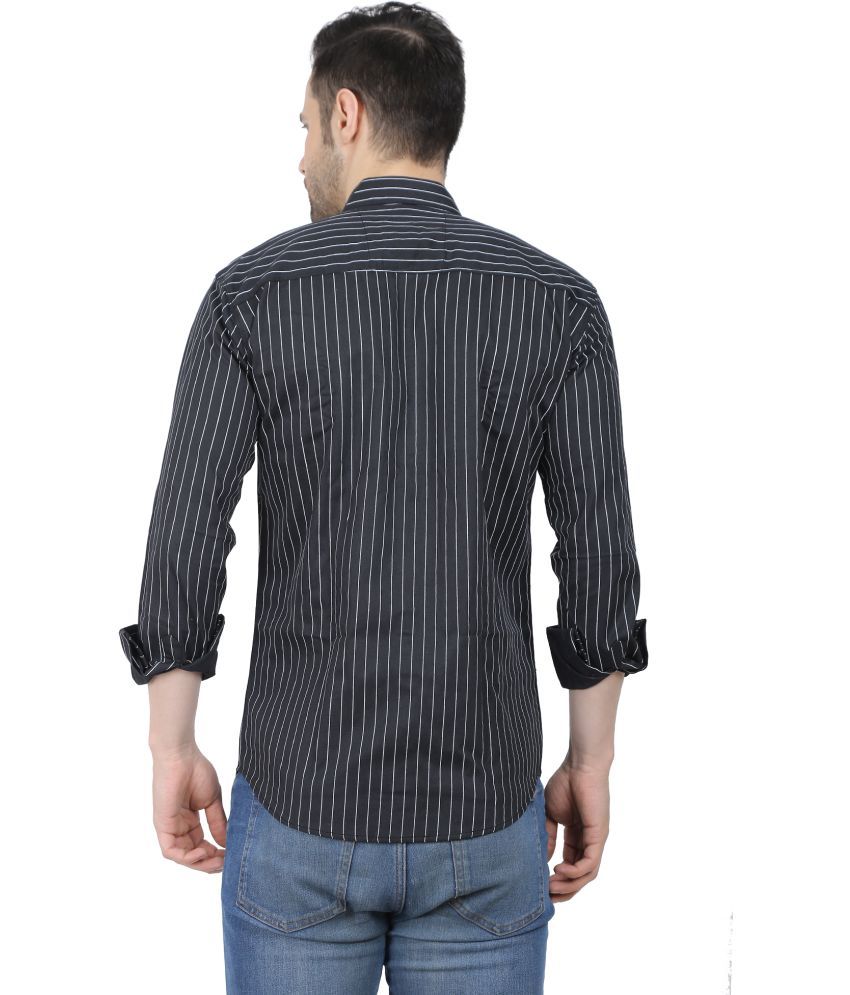     			Fatty Mouse Cotton Blend Regular Fit Striped Full Sleeves Men's Casual Shirt - Black ( Pack of 1 )