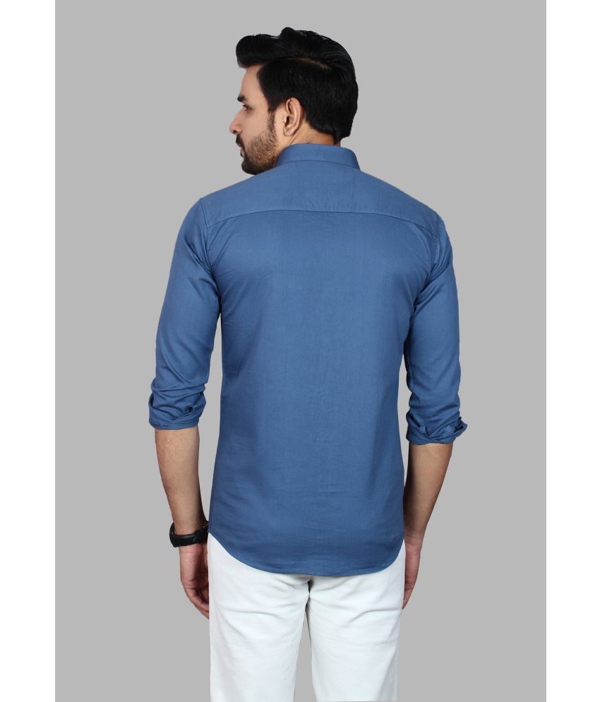     			Fatty Mouse Cotton Blend Regular Fit Solids Full Sleeves Men's Casual Shirt - Blue ( Pack of 1 )