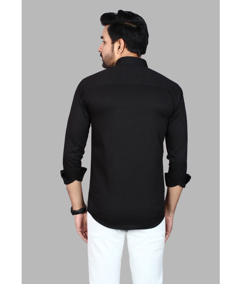     			Fatty Mouse Cotton Blend Regular Fit Solids Full Sleeves Men's Casual Shirt - Black ( Pack of 1 )