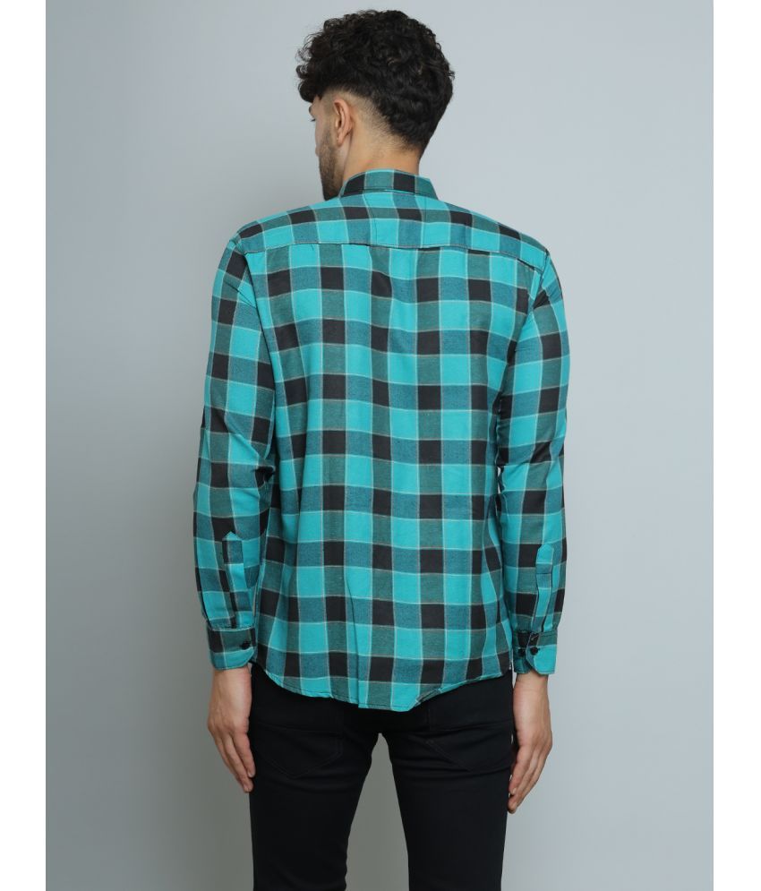     			Fatty Mouse Cotton Blend Regular Fit Checks Full Sleeves Men's Casual Shirt - Green ( Pack of 1 )