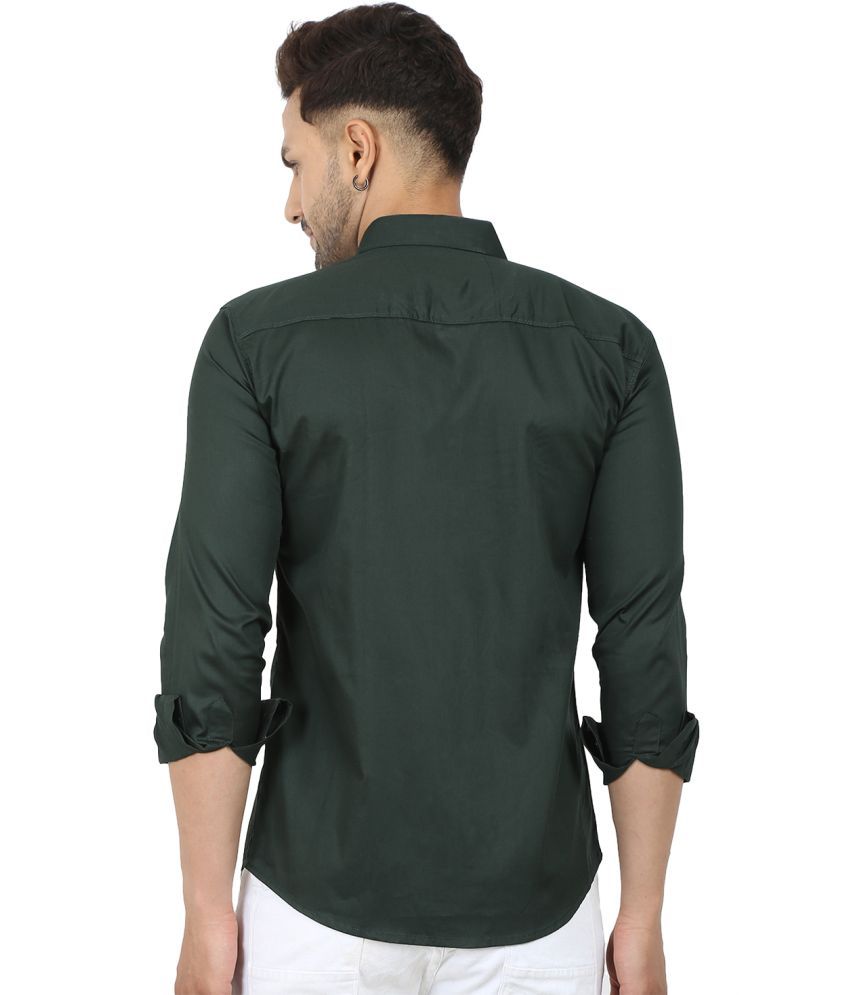     			Fatty Mouse Cotton Blend Regular Fit Solids Full Sleeves Men's Casual Shirt - Green ( Pack of 1 )