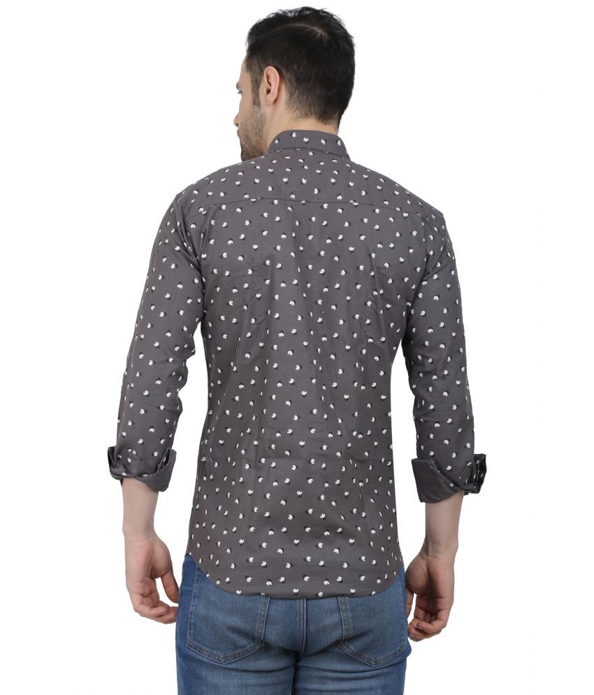     			Fatty Mouse Cotton Blend Regular Fit Printed Full Sleeves Men's Casual Shirt - Grey ( Pack of 1 )