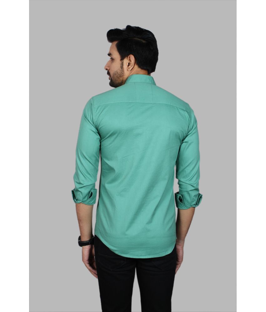     			Fatty Mouse Cotton Blend Regular Fit Solids Full Sleeves Men's Casual Shirt - Light Green ( Pack of 1 )