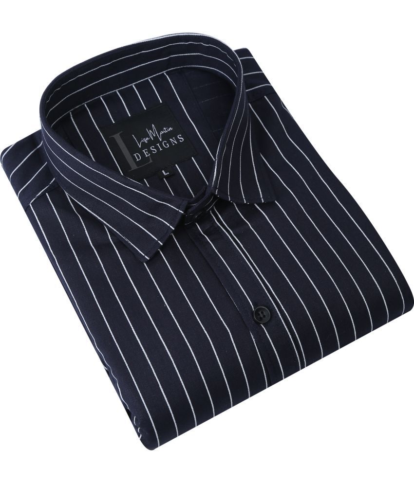     			Fatty Mouse Cotton Blend Regular Fit Striped Full Sleeves Men's Casual Shirt - Dark Blue ( Pack of 1 )